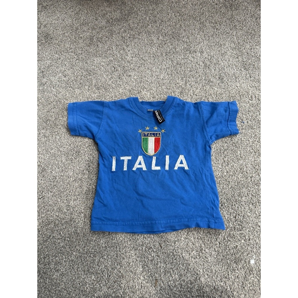 Boys Italia T-Shirt Italy Flag Embroidered Made In Italy XS